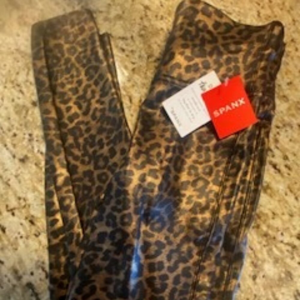 NEW! SPANX Faux Leather Leopard Leggings - Size S/P